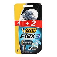 Лезвие для ручной бритвы Bic Flex3, 6 шт. цена и информация | Косметика и средства для бритья | 220.lv