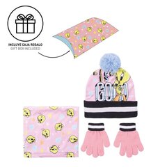 Набор шапки, перчаток и шарфа Looney Tunes для девочек, розовый цена и информация | Шапки, перчатки, шарфы для девочек | 220.lv