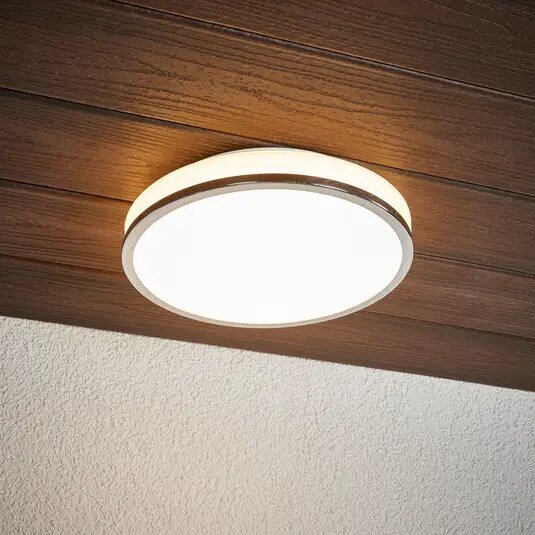 Apaļš LED griestu gaismeklis Lyss ar hroma apmali, IP44 цена и информация | Griestu lampas | 220.lv