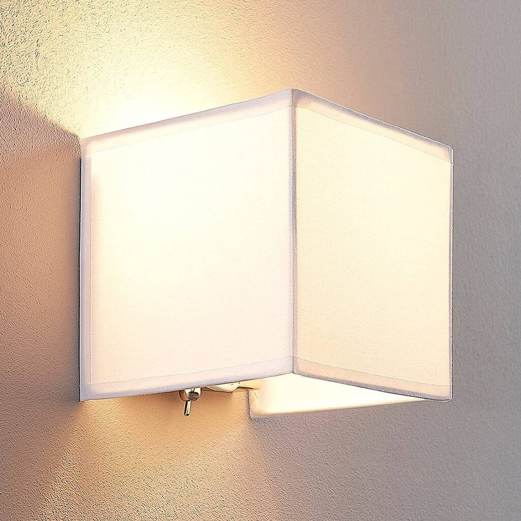 Auduma sienas lampa Adea ar slēdzi, 13 cm, balta цена и информация | Sienas lampas | 220.lv