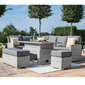 Dārza mēbeļu komplekts ASCOT stūra dīvāns, galds un 2 pufi, pelēks cena un informācija | Dārza krēsli | 220.lv