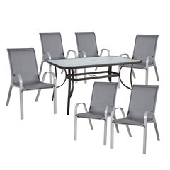 Садовая мебель DUBLIN (стол и 6 стульев) серый цена и информация | Комплекты уличной мебели | 220.lv