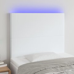 vidaXL gultas galvgalis ar LED, 100x5x118/128 cm, balta mākslīgā āda cena un informācija | Gultas | 220.lv