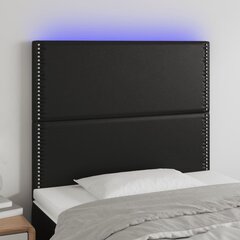 vidaXL gultas galvgalis ar LED, 100x5x118/128 cm, melns mākslīgā āda cena un informācija | Gultas | 220.lv