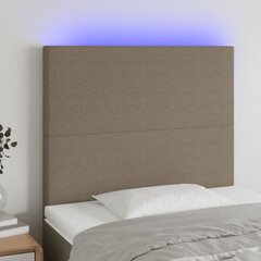 vidaXL gultas galvgalis ar LED, 100x5x118/128 cm, pelēkbrūns audums cena un informācija | Gultas | 220.lv