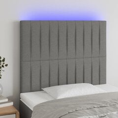 vidaXL gultas galvgalis ar LED, 100x5x118/128 cm, tumši pelēks audums цена и информация | Кровати | 220.lv