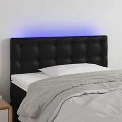 vidaXL gultas galvgalis ar LED, 100x5x78/88 cm, melna mākslīgā āda cena un informācija | Gultas | 220.lv