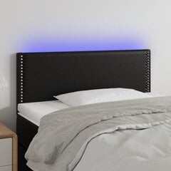 vidaXL gultas galvgalis ar LED, 100x5x78/88 cm, melna mākslīgā āda cena un informācija | Gultas | 220.lv