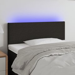 vidaXL gultas galvgalis ar LED, 100x5x78/88 cm, melns audums cena un informācija | Gultas | 220.lv