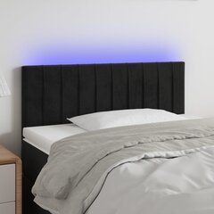 vidaXL gultas galvgalis ar LED, 100x5x78/88 cm, melns samts cena un informācija | Gultas | 220.lv