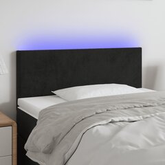 vidaXL gultas galvgalis ar LED, 100x5x78/88 cm, melns samts cena un informācija | Gultas | 220.lv