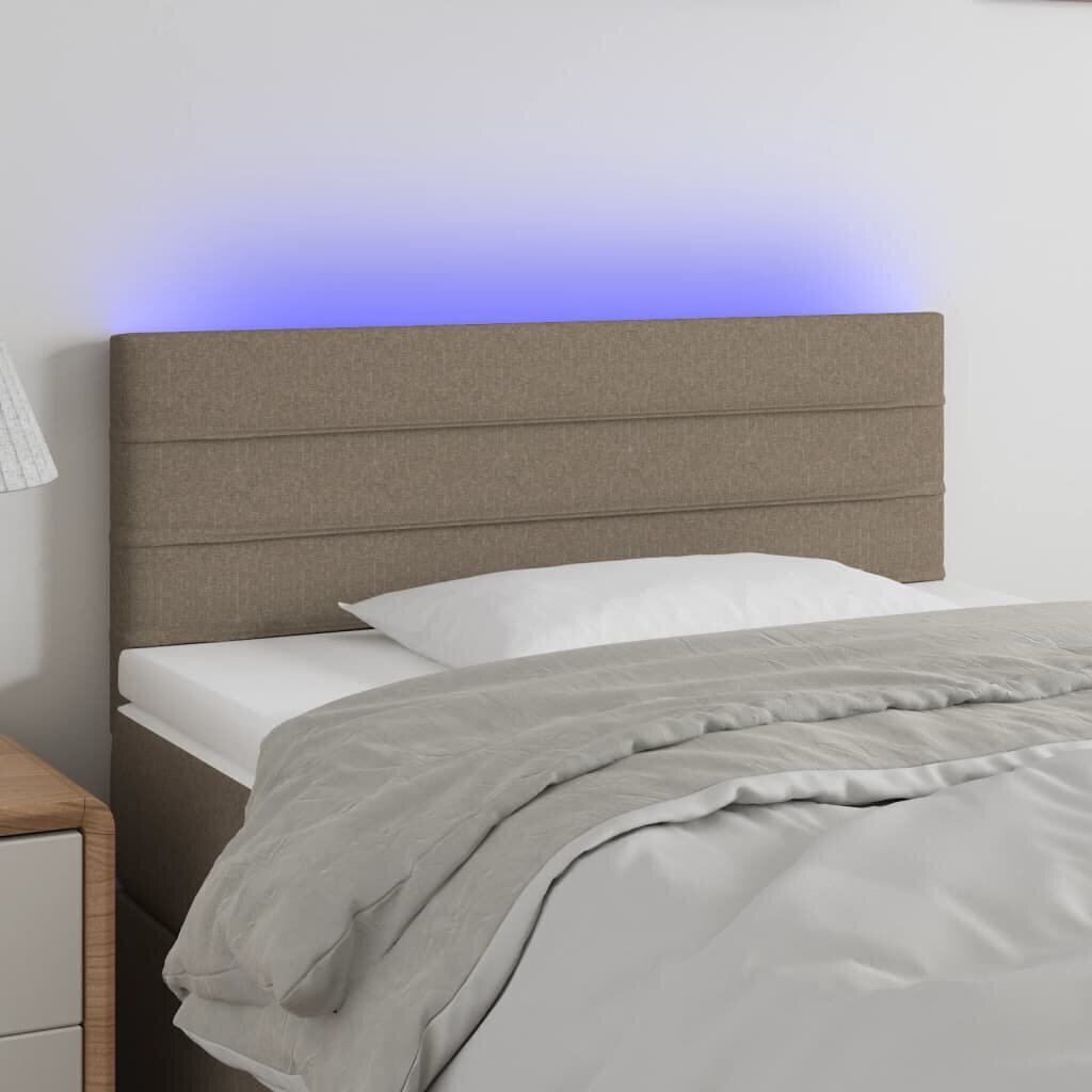 vidaXL gultas galvgalis ar LED, 100x5x78/88 cm, pelēkbrūns audums cena un informācija | Gultas | 220.lv
