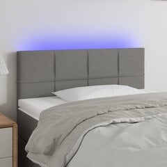 vidaXL gultas galvgalis ar LED, 100x5x78/88 cm, tumši pelēks audums цена и информация | Кровати | 220.lv