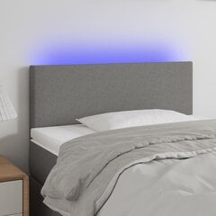 vidaXL gultas galvgalis ar LED, 100x5x78/88 cm, tumši pelēks audums цена и информация | Кровати | 220.lv