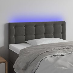 vidaXL gultas galvgalis ar LED, 100x5x78/88 cm, tumši pelēks samts cena un informācija | Gultas | 220.lv