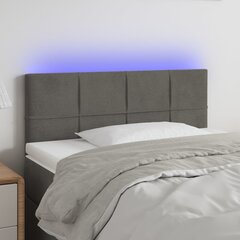 vidaXL gultas galvgalis ar LED, 100x5x78/88 cm, tumši pelēks samts cena un informācija | Gultas | 220.lv