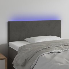 vidaXL gultas galvgalis ar LED, 100x5x78/88 cm, tumši pelēks samts цена и информация | Кровати | 220.lv