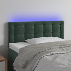 Изголовье со светодиодом, бархат, 103x16x78/88 см, темно-зеленый цена и информация | Кровати | 220.lv