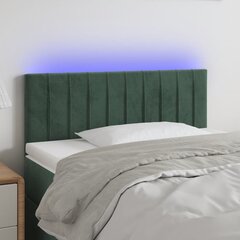 vidaXL gultas galvgalis ar LED, 100x5x78/88 cm, tumši zaļš samts цена и информация | Кровати | 220.lv