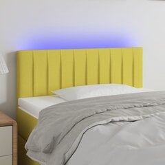 vidaXL gultas galvgalis ar LED, 100x5x78/88 cm, zaļš audums cena un informācija | Gultas | 220.lv
