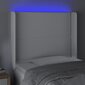 vidaXL gultas galvgalis ar LED, 103x16x118/128 cm, balta mākslīgā āda cena un informācija | Gultas | 220.lv