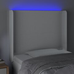 vidaXL gultas galvgalis ar LED, 103x16x118/128 cm, balta mākslīgā āda цена и информация | Кровати | 220.lv