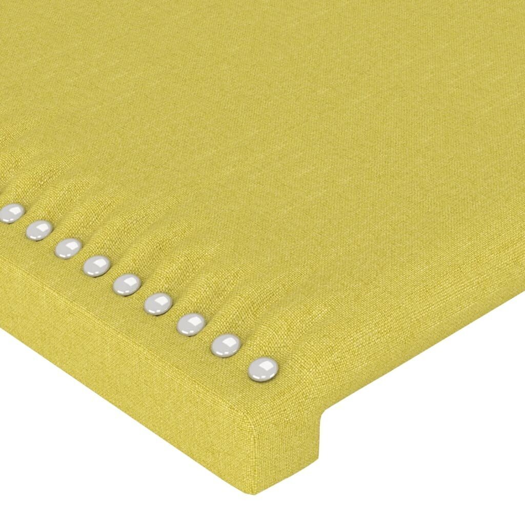 vidaXL gultas galvgalis ar LED, 103x16x118/128 cm, zaļš audums cena un informācija | Gultas | 220.lv