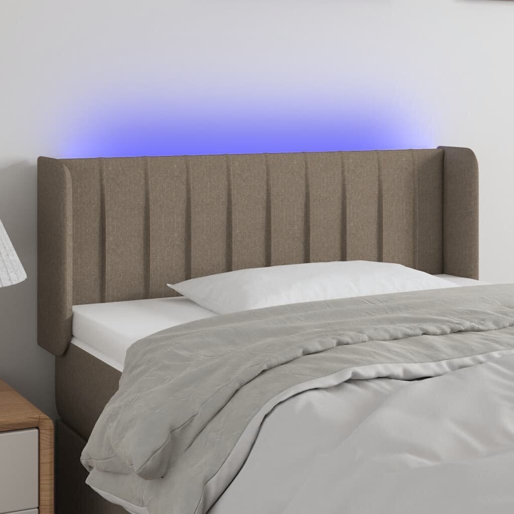 vidaXL gultas galvgalis ar LED, 103x16x78/88 cm, pelēkbrūns audums cena un informācija | Gultas | 220.lv