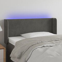 vidaXL gultas galvgalis ar LED, 103x16x78/88 cm, tumši pelēks samts цена и информация | Кровати | 220.lv