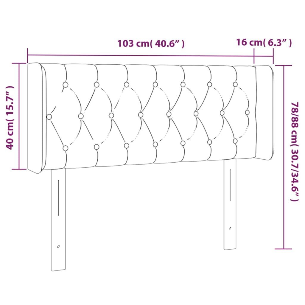 vidaXL gultas galvgalis ar LED, 103x16x78/88 cm, zaļš audums cena un informācija | Gultas | 220.lv