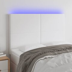 vidaXL gultas galvgalis ar LED, 144x5x118/128 cm, balta mākslīgā āda цена и информация | Кровати | 220.lv