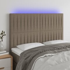vidaXL gultas galvgalis ar LED, 144x5x118/128 cm, pelēkbrūns audums цена и информация | Кровати | 220.lv