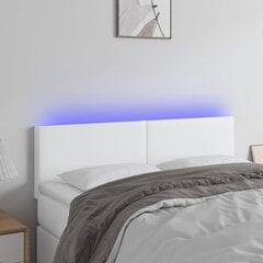 vidaXL gultas galvgalis ar LED, 144x5x78/88 cm, balta mākslīgā āda cena un informācija | Gultas | 220.lv