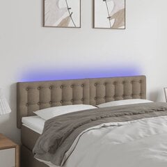 vidaXL gultas galvgalis ar LED, 144x5x78/88 cm, pelēkbrūns audums цена и информация | Кровати | 220.lv
