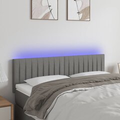 vidaXL gultas galvgalis ar LED, 144x5x78/88 cm, tumši pelēks audums cena un informācija | Gultas | 220.lv