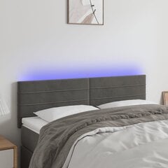 vidaXL gultas galvgalis ar LED, 144x5x78/88 cm, tumši pelēks samts цена и информация | Кровати | 220.lv