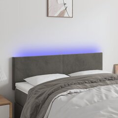 vidaXL gultas galvgalis ar LED, 144x5x78/88 cm, tumši pelēks samts cena un informācija | Gultas | 220.lv