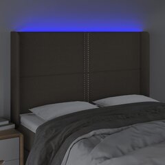 vidaXL gultas galvgalis ar LED, 147x16x118/128 cm, pelēkbrūns audums цена и информация | Кровати | 220.lv