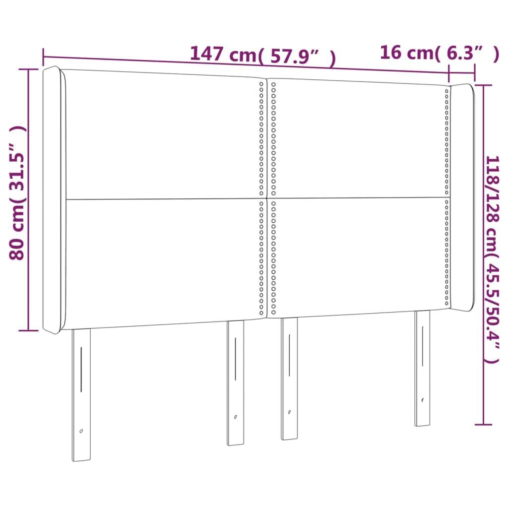 vidaXL gultas galvgalis ar LED, 147x16x118/128 cm, tumši zaļš samts цена и информация | Gultas | 220.lv