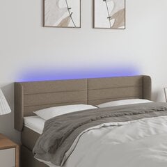vidaXL gultas galvgalis ar LED, 147x16x78/88 cm, pelēkbrūns audums cena un informācija | Gultas | 220.lv