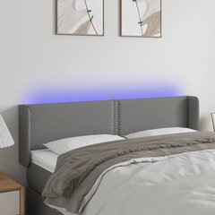 vidaXL gultas galvgalis ar LED, 147x16x78/88 cm, tumši pelēks audums цена и информация | Кровати | 220.lv