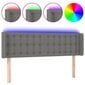 vidaXL gultas galvgalis ar LED, 147x16x78/88 cm, tumši pelēks audums цена и информация | Gultas | 220.lv