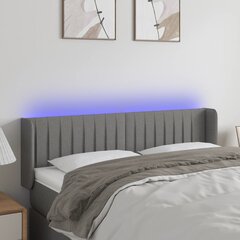 vidaXL gultas galvgalis ar LED, 147x16x78/88 cm, tumši pelēks audums цена и информация | Кровати | 220.lv