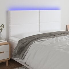 vidaXL gultas galvgalis ar LED, 160x5x118/128 cm, balta mākslīgā āda цена и информация | Кровати | 220.lv