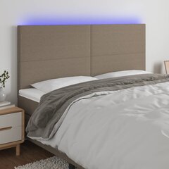vidaXL gultas galvgalis ar LED, 160x5x118/128 cm, pelēkbrūns audums цена и информация | Кровати | 220.lv