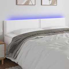 vidaXL gultas galvgalis ar LED, 160x5x78/88 cm, balta mākslīgā āda цена и информация | Кровати | 220.lv