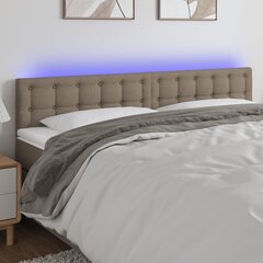 vidaXL gultas galvgalis ar LED, 160x5x78/88 cm, pelēkbrūns audums cena un informācija | Gultas | 220.lv