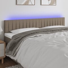 vidaXL gultas galvgalis ar LED, 160x5x78/88 cm, pelēkbrūns audums цена и информация | Кровати | 220.lv