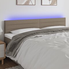 vidaXL gultas galvgalis ar LED, 160x5x78/88 cm, pelēkbrūns audums cena un informācija | Gultas | 220.lv
