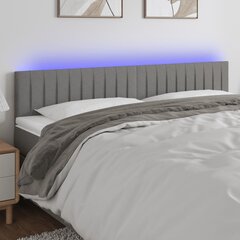 vidaXL gultas galvgalis ar LED, 160x5x78/88 cm, tumši pelēks audums цена и информация | Кровати | 220.lv